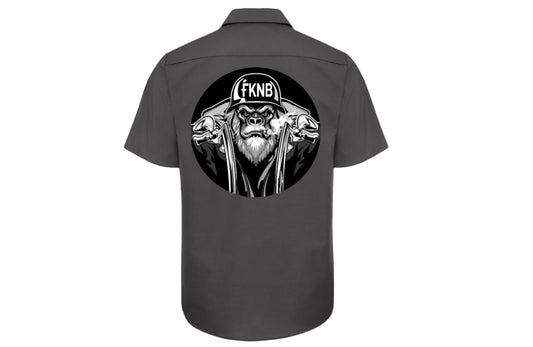 FKNBYKERZ, Gorilla; Gray Motorcycle Button Up Shirt